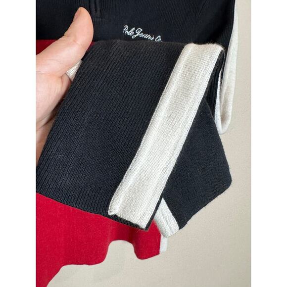 VTG 90s Y2K Rib Knit 3/4 Zip 100% Cotton Polo Jean Co Red Black White Medium - Picture 4 of 8